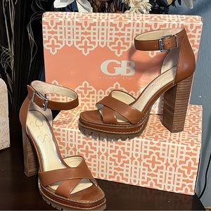 Jessica Simpson Chunky Wood Heeled Sandals Women’s Size 7.5 Like New